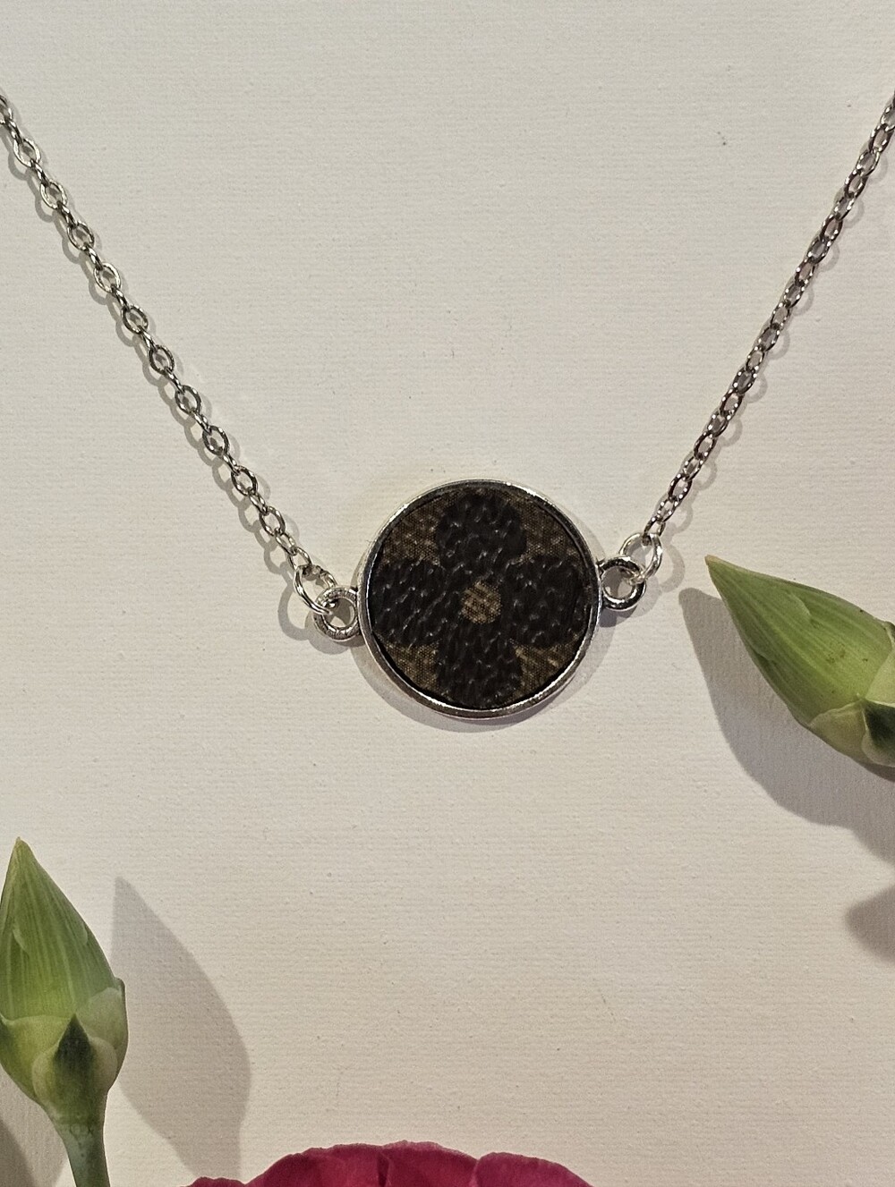 Louis Vuitton Piece in Pendant on 23" Silver Plated Necklace